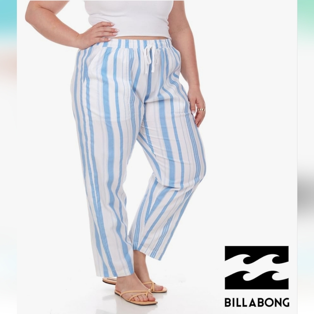 Billabong High Waist Striped Pull On Pants - NWT 2x